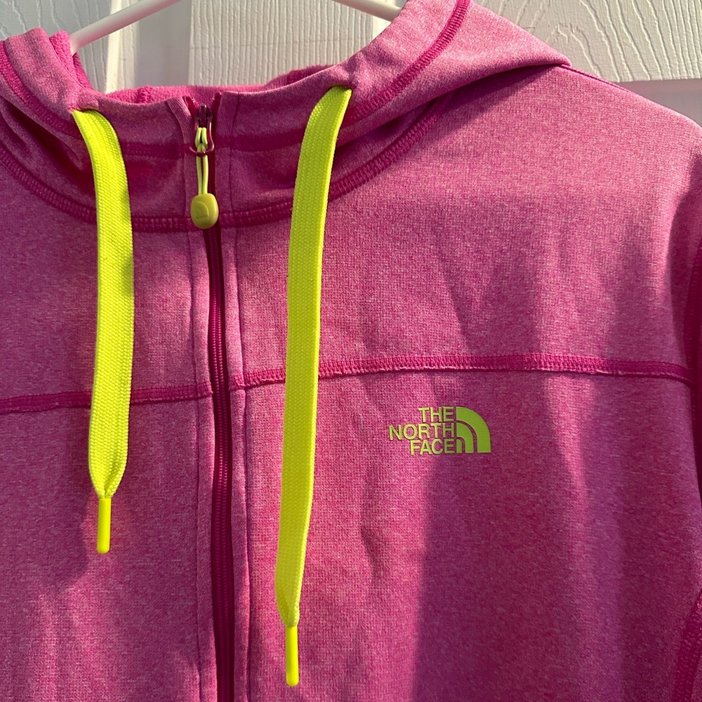 The North Face Women’s hot pink and lime green zippered hoodie
